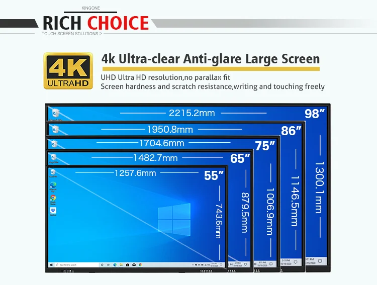 KINGONE OEM 65 дюймов 4K цифровая доска с мульти сенсорным экраном Интерактивная смарт-панель для классной встречи