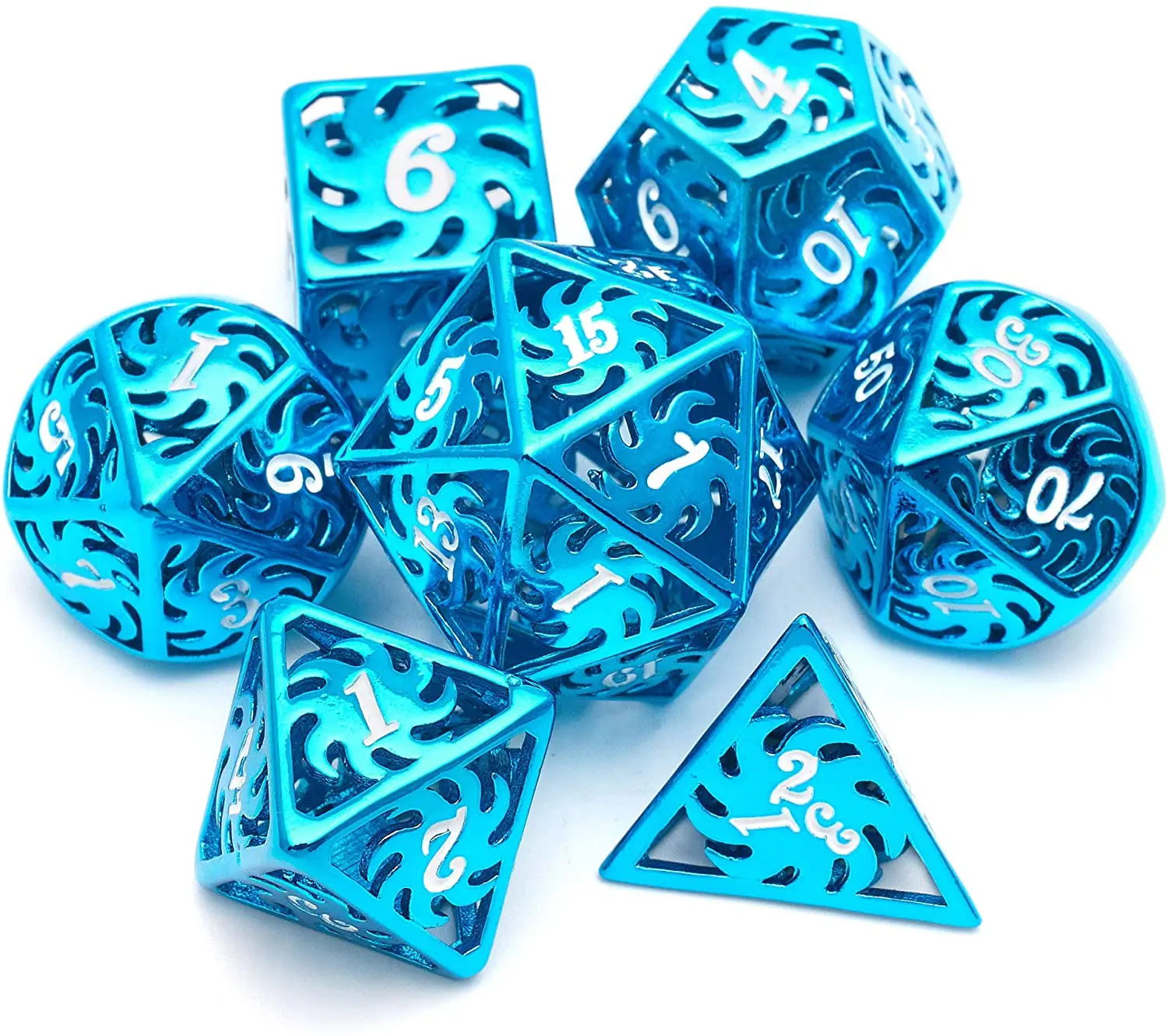Easysay Hollow Metal Dnd Dice Set RPG Dice Card Game Dungeons and Dragons Dice