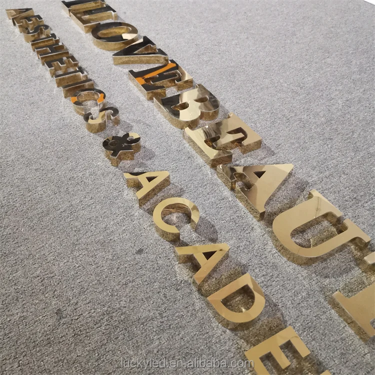 Custom 3d Metal Letters and Numbers Mirror Gold Stainless Steel Sign Letter for Advertising