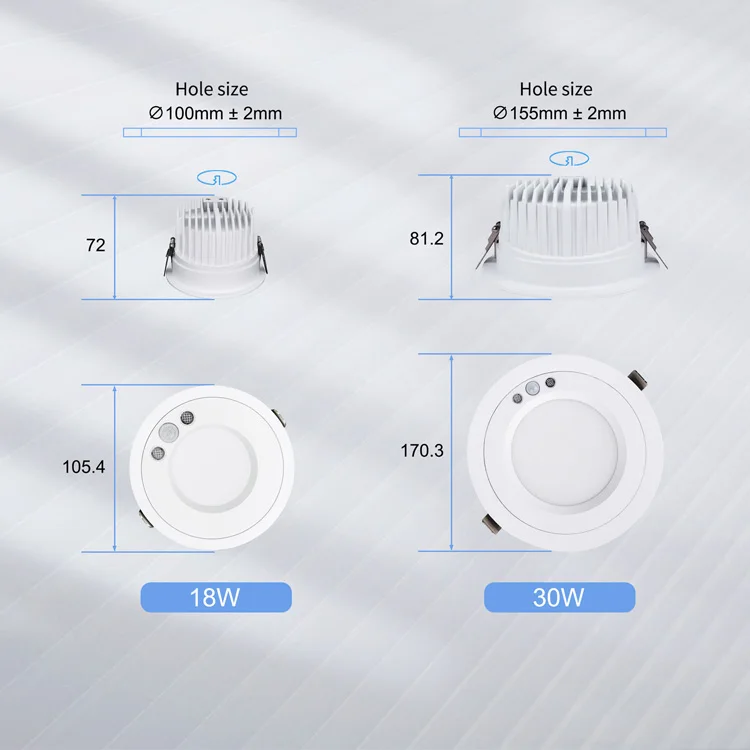 Pir Motion Sensor Led Recessed Downlight and Ceiling Light Motion Detection Down Light for Office Building
