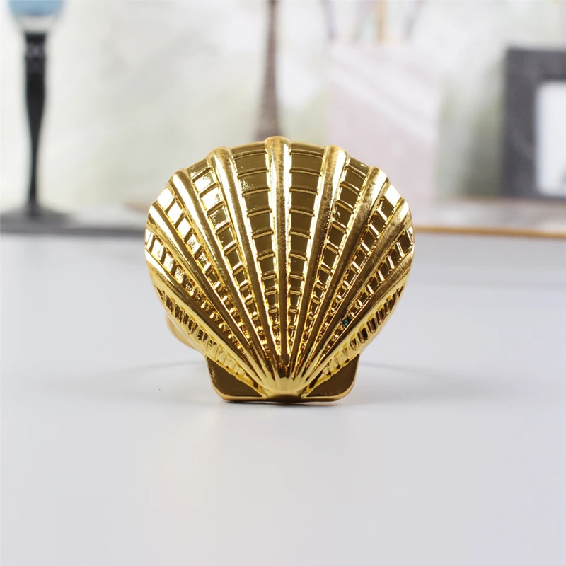Bulk new natural clear modern serviettenring gold and silver table decoration brass sea oyster shell napkin rings