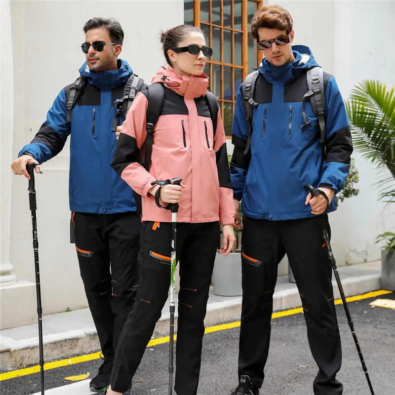 Custom Wholesale Outdoor Patchwork Hooded Men Windbreaker Jacket Waterproof Fleece Coat Winter Warm Thick Jacket