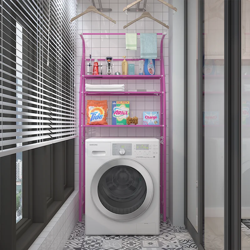 Bathroom holder storage 3-layer multifunctional punch-free storage rack above drum washing machine Vertical washing machine