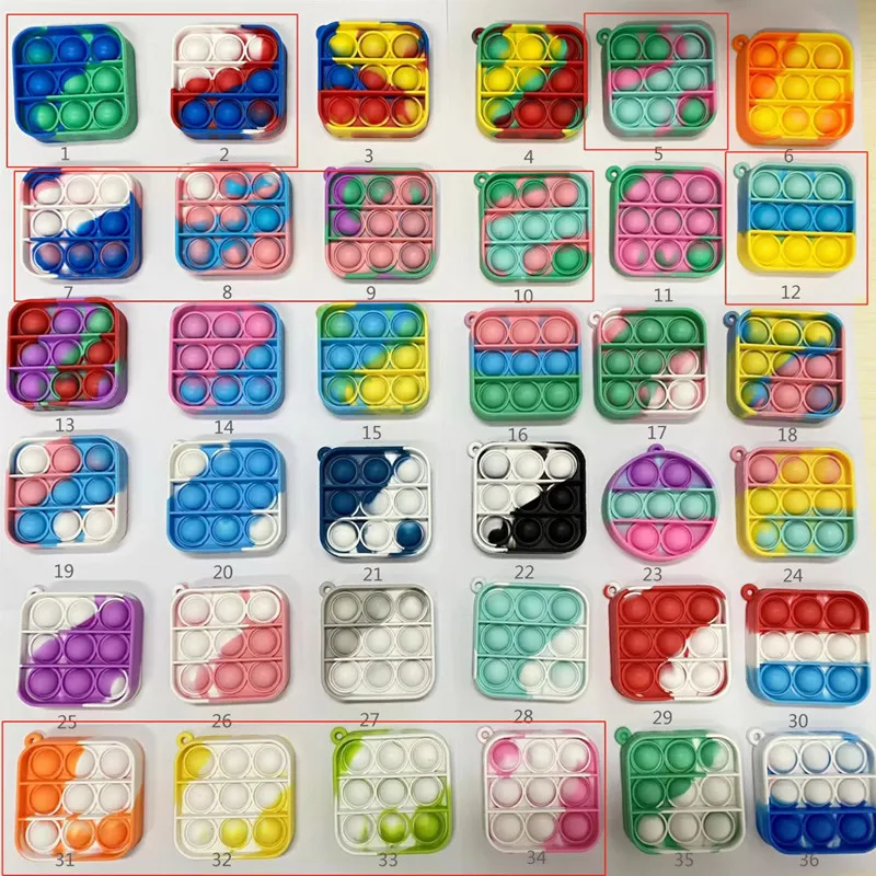 Hot Selling 2023 Silicone Rainbow Push Pop Bubble Fidget Sensory Stress Relief Adult fidget Toys Kids Pop Toy