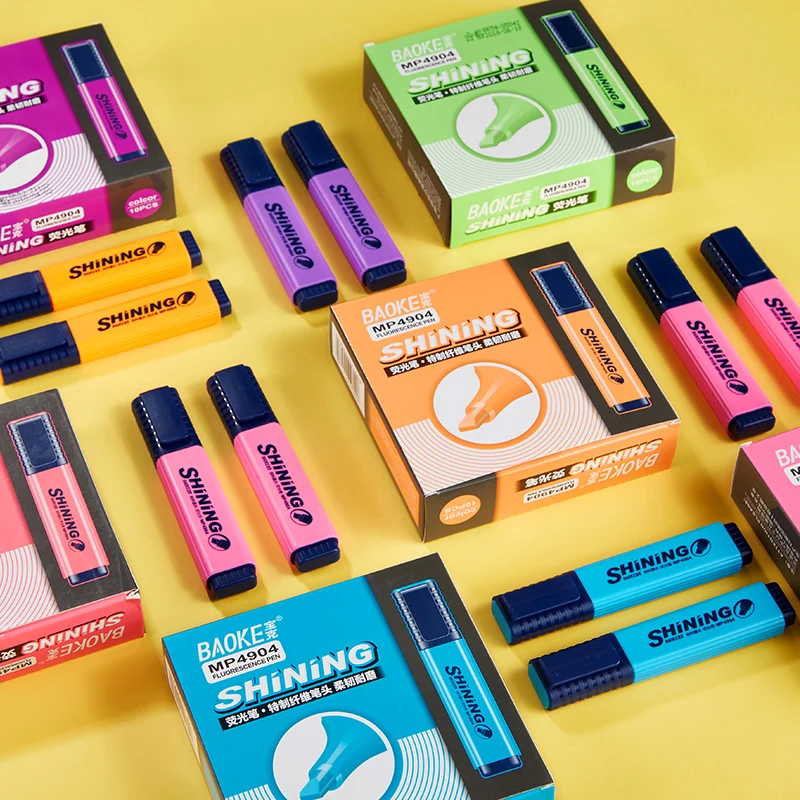 Multi colors fiber chisel tip highlighters pen