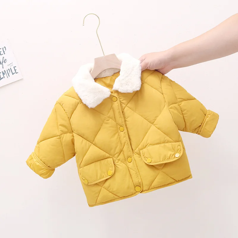 
Springway 2021 Winter New product children jacket keep warm girls cotton padded solid color casual cute coats for kids 