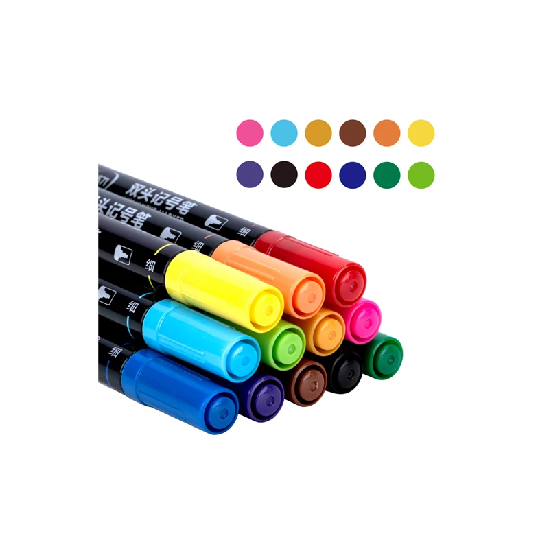 
Color glass permanent marker pen twin-tip art color marker pen 