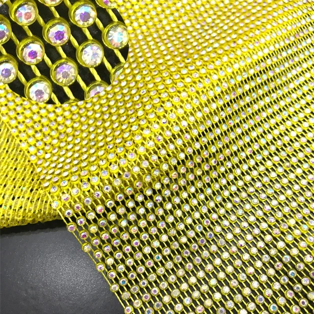 S120 Popular Shiny Elastic Stretch Crystal Rhinestone Fabric Net Mesh For Clothing Materials
