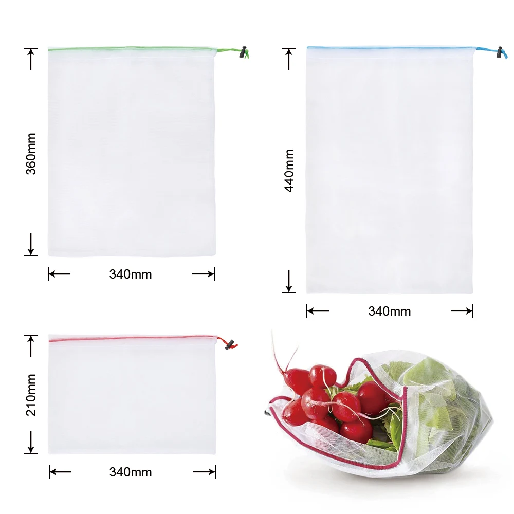 Reusable Drawstring Mesh Bags Lightweight Washable Transparent Storage Bag For Fruit And Toy