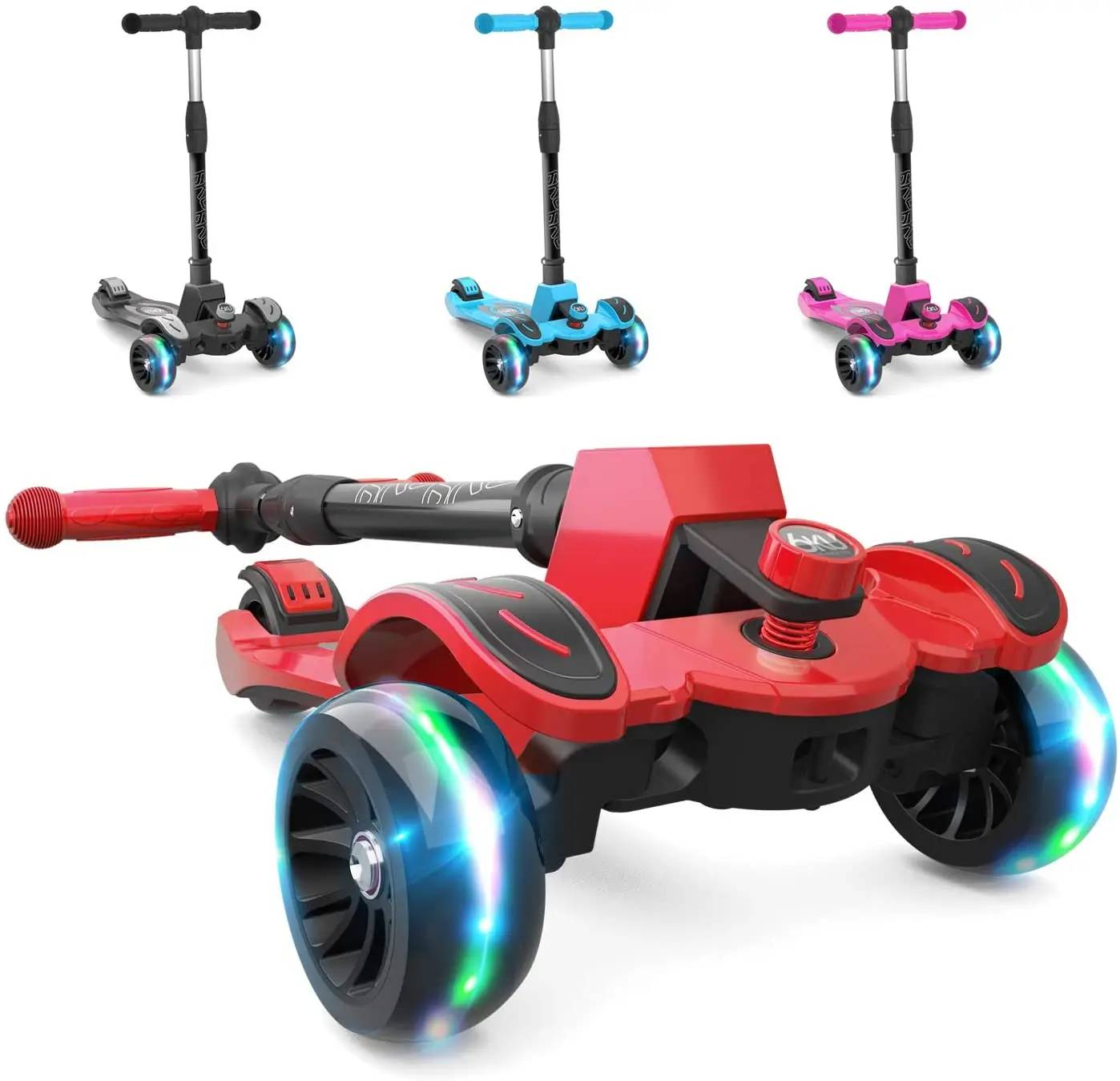 High quality 3 wheels twisty kick scooter pretty folding children scooter with big flash wheels