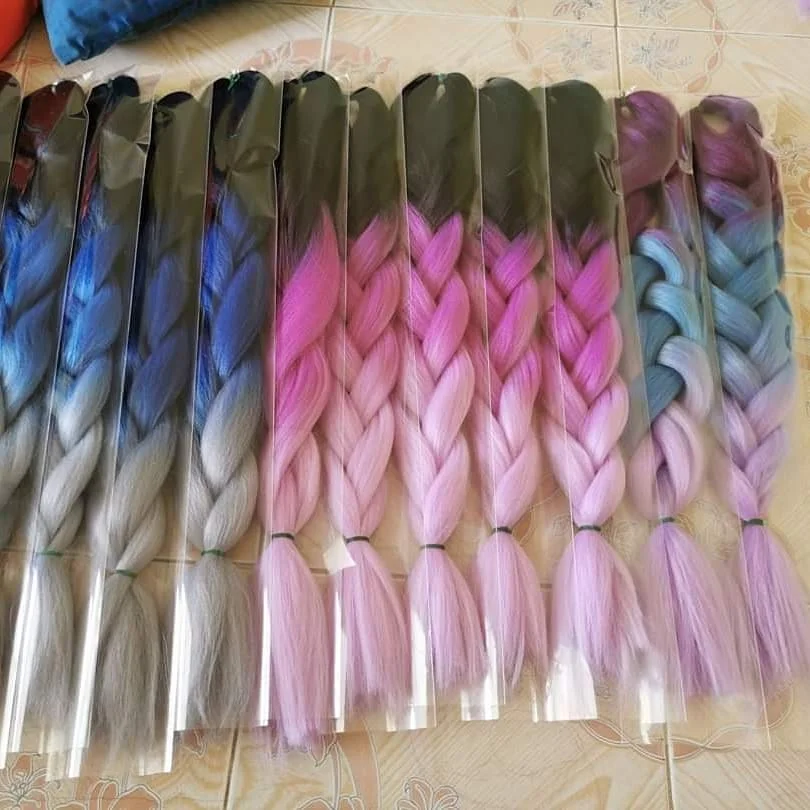 
3 pieces for $1Jumbo Braid Ombre Expression Braids African Extension Crochet Curly Synthetic Braiding Hair 