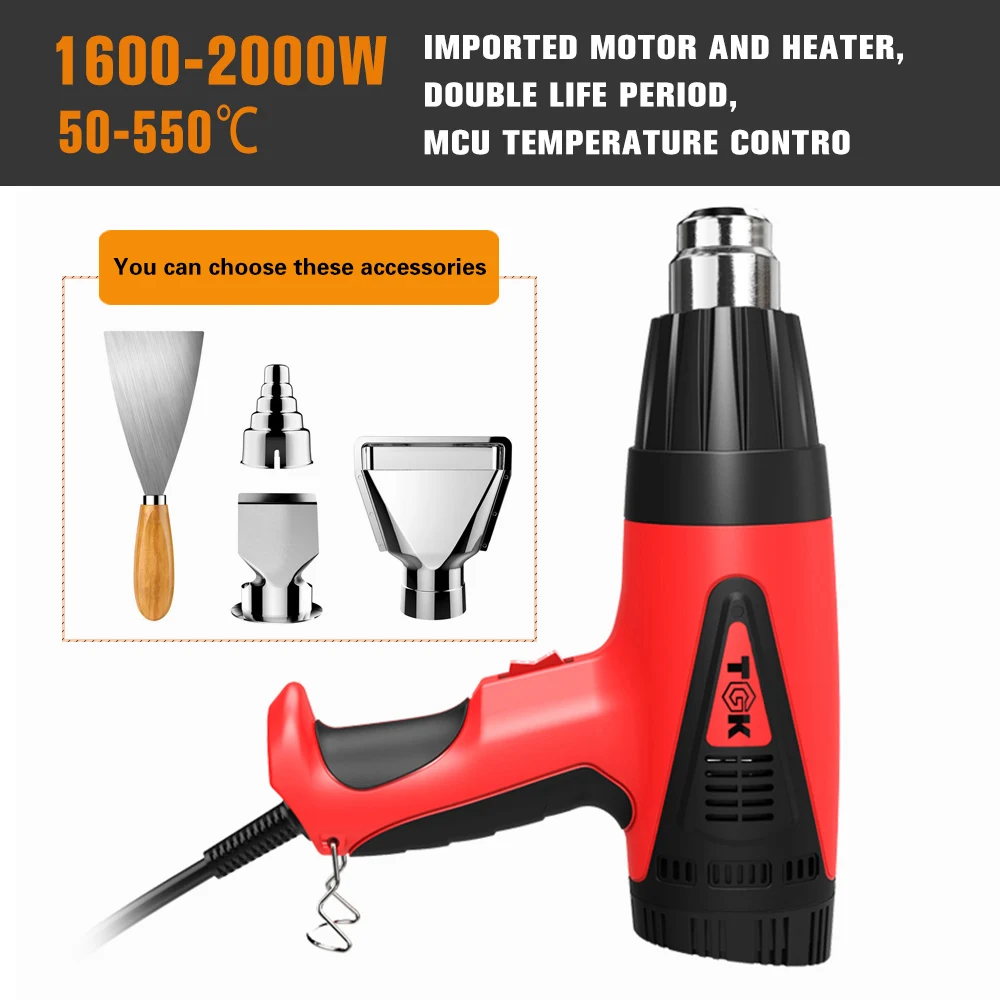 HG8720E 2000W Hot Air Gun Heat Gun Kit with Large Digital LCD Display Variable Temperature for Paint Remover Stripper