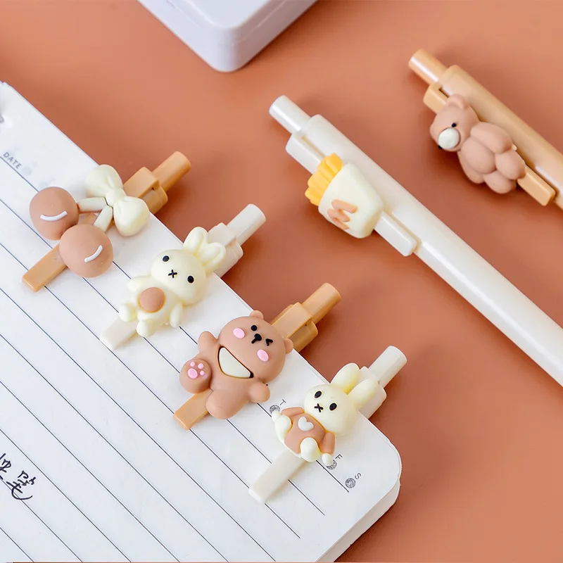 D-09018 Cartoon bear press pen creative bear high color value press gel pen student gift black pen