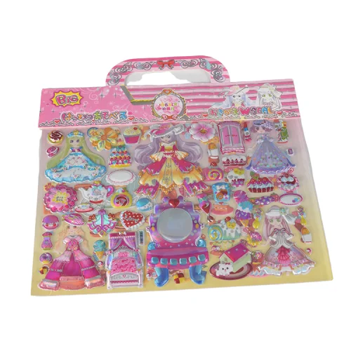 Оптовая продажа индивидуальный 3D Размер милые пластиковые наклейки для девочек принцесс юбки украшения пышные Пузырьковые