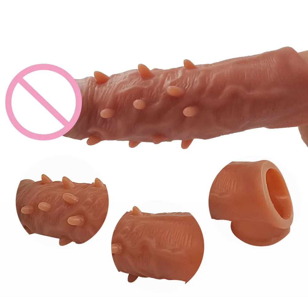 7.08 Inch Realistic Penis Sleeve Extender Reusable Dildos Condom Delay Ejaculation Dick Enlargement Sex Toys for Men