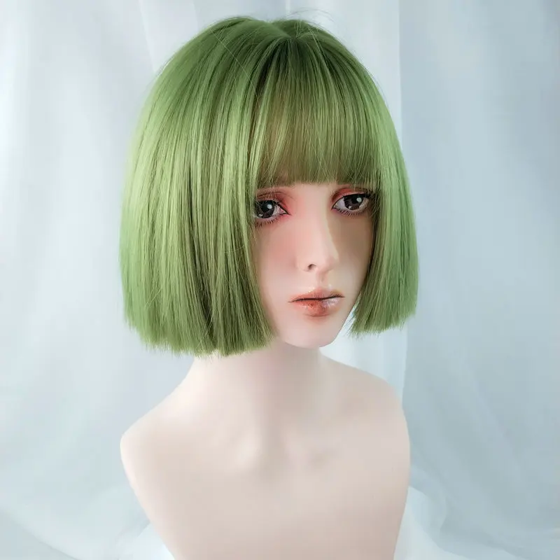 
Color wig Air bangs Straigh short synthetic hair wigs 