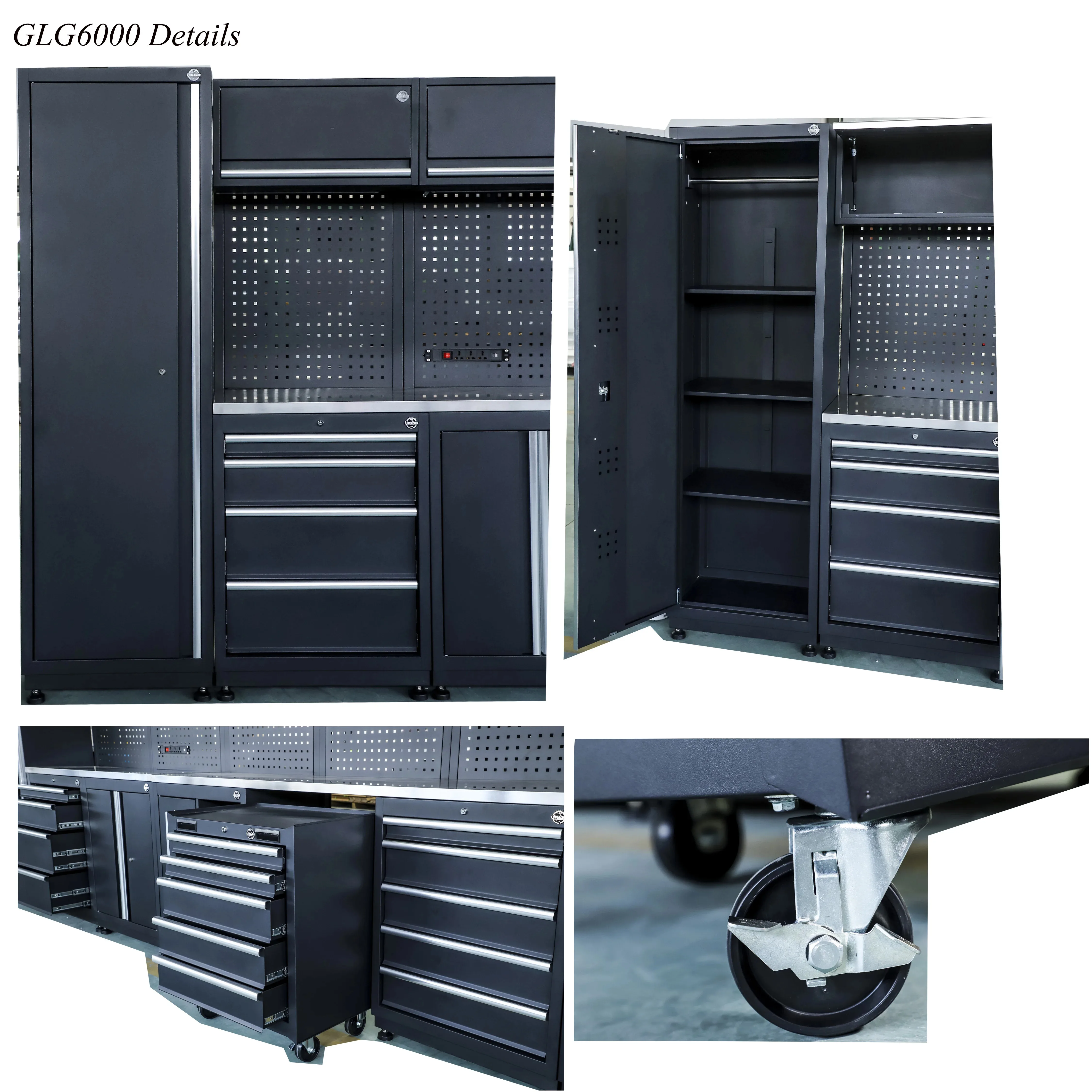 garage Aluminum handle and lock Portable Plastic modular chest roller tool box cabinet