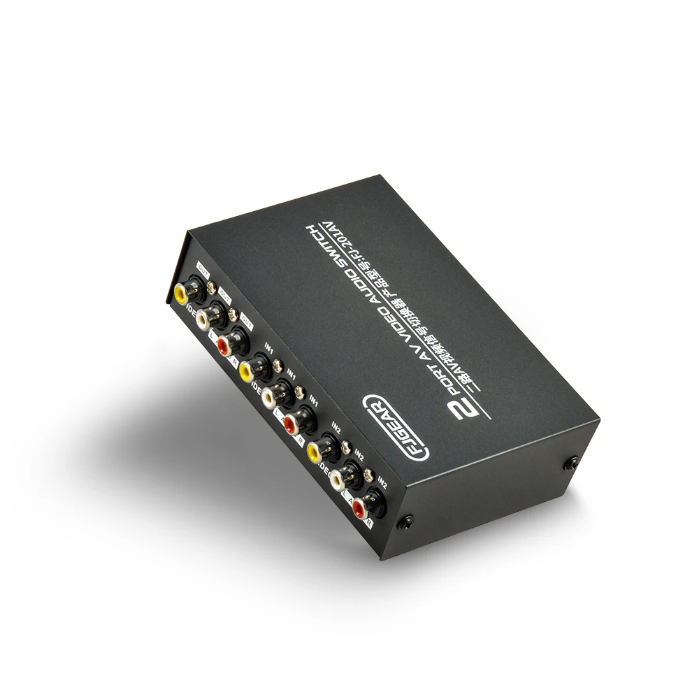 FJ-201AV FJGEAR Plug and play 2 Port AV Video Audio Switch 2 in 1 out AV Switch support bandwidth 250mhz two way switch