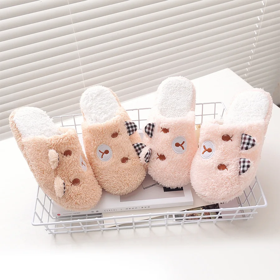 New Winter Women Slippers Home Women Shoes Cute Cartoon Fashion Lovely Bear Pig Couple Indoor House Slippers With Fur
