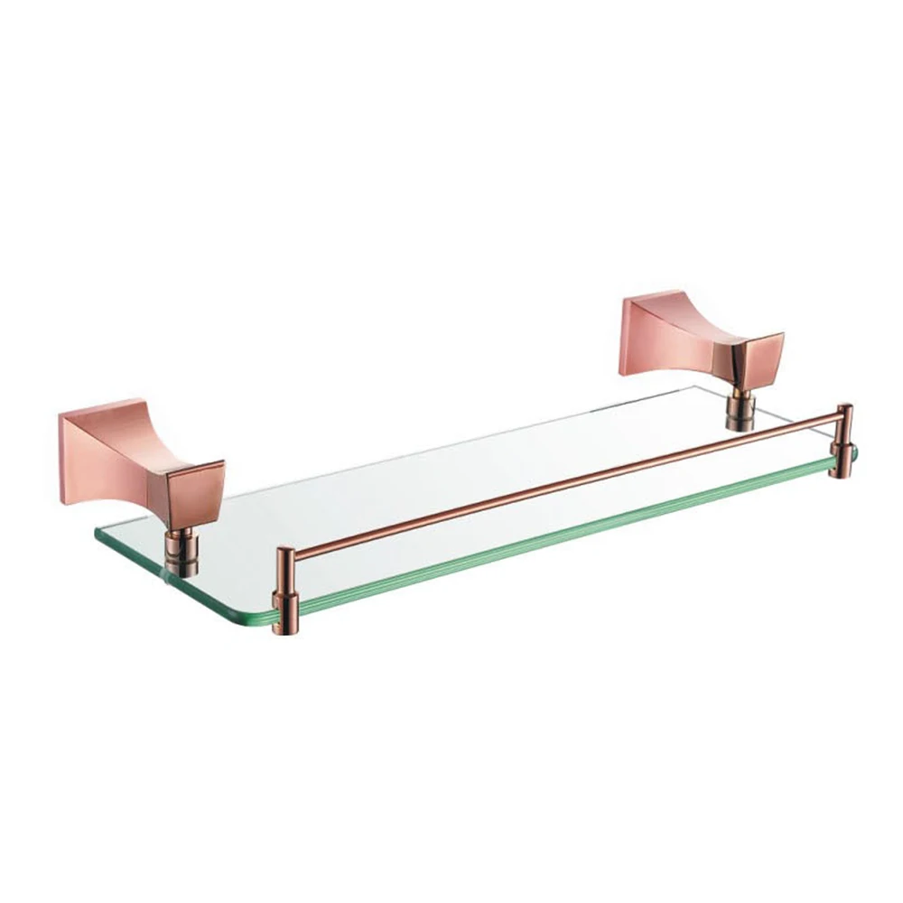 Chrome Finished Bathroom Hardware Shower Room Use Wall Mounted Bathroom Glass Shelf Bath Towel Holder