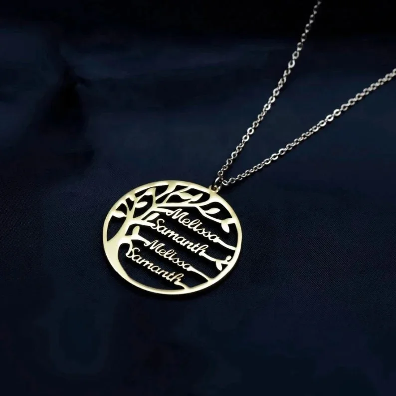 MECYLIFE Family Customized Necklace First Name Tree Of Life Letter Simple elegant Necklaces