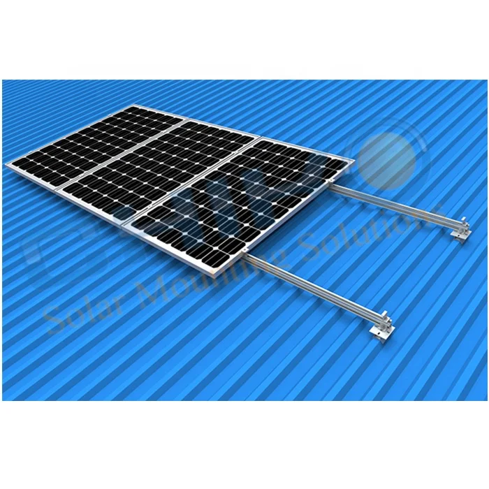 Quick fixed solar panel structure with clamps on trapezoidal Steel sheet rooftop
