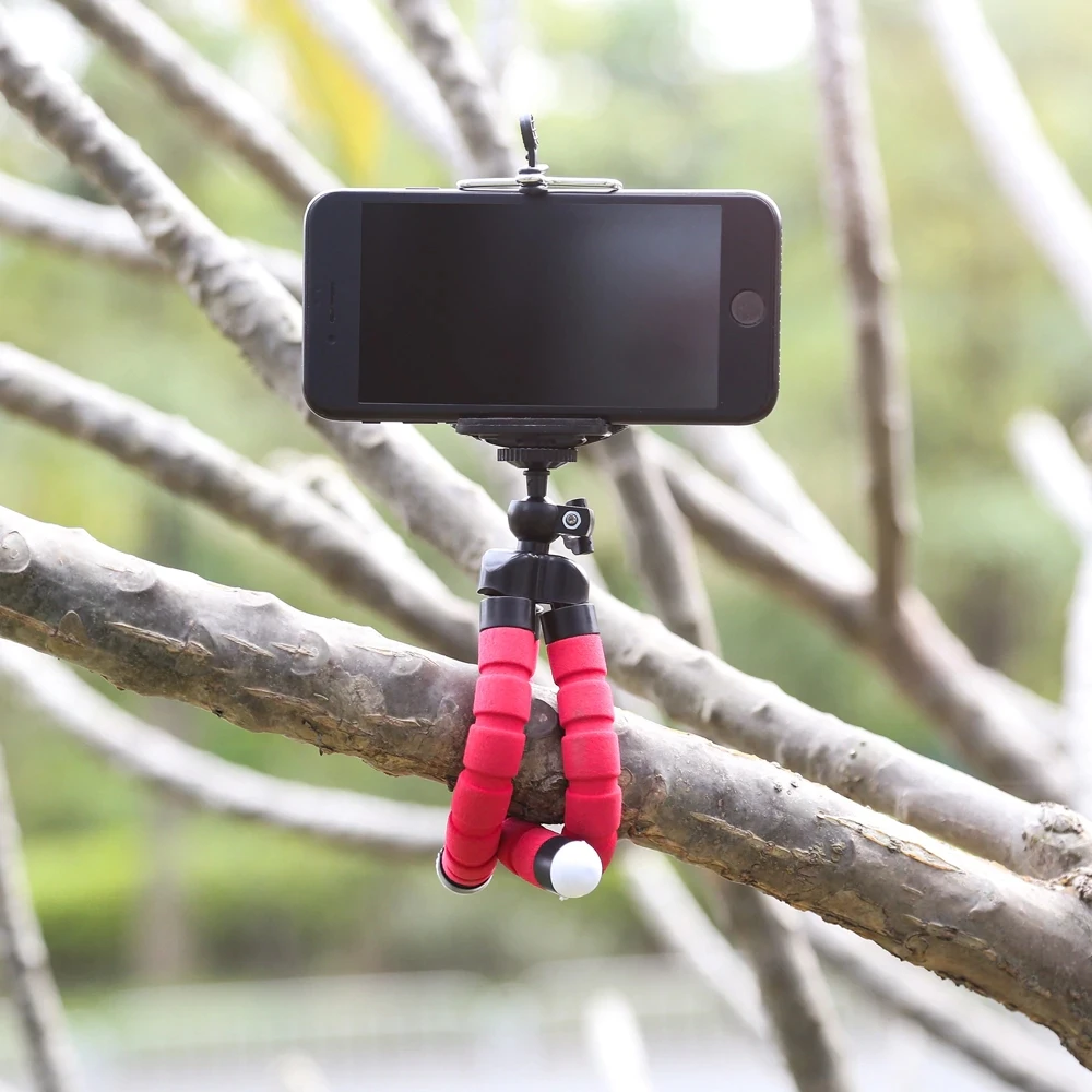 The New With Wireless Remote Sponge Camera Phone Holder Mini Flexible Tripod Selfie Stick