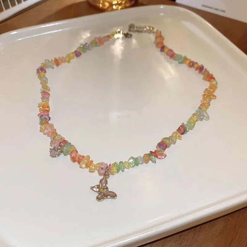 Shell Natural Stone Crystal Fashion Personality Collarbone Chain Color Beaded Necklace Wholesale Nigerian Bead Necklace Design