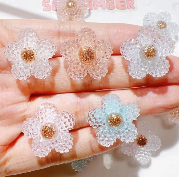 New Flowers Flatback Cabochon Charms AB Flowers Resin Craft Customize Accessories for phone case diy