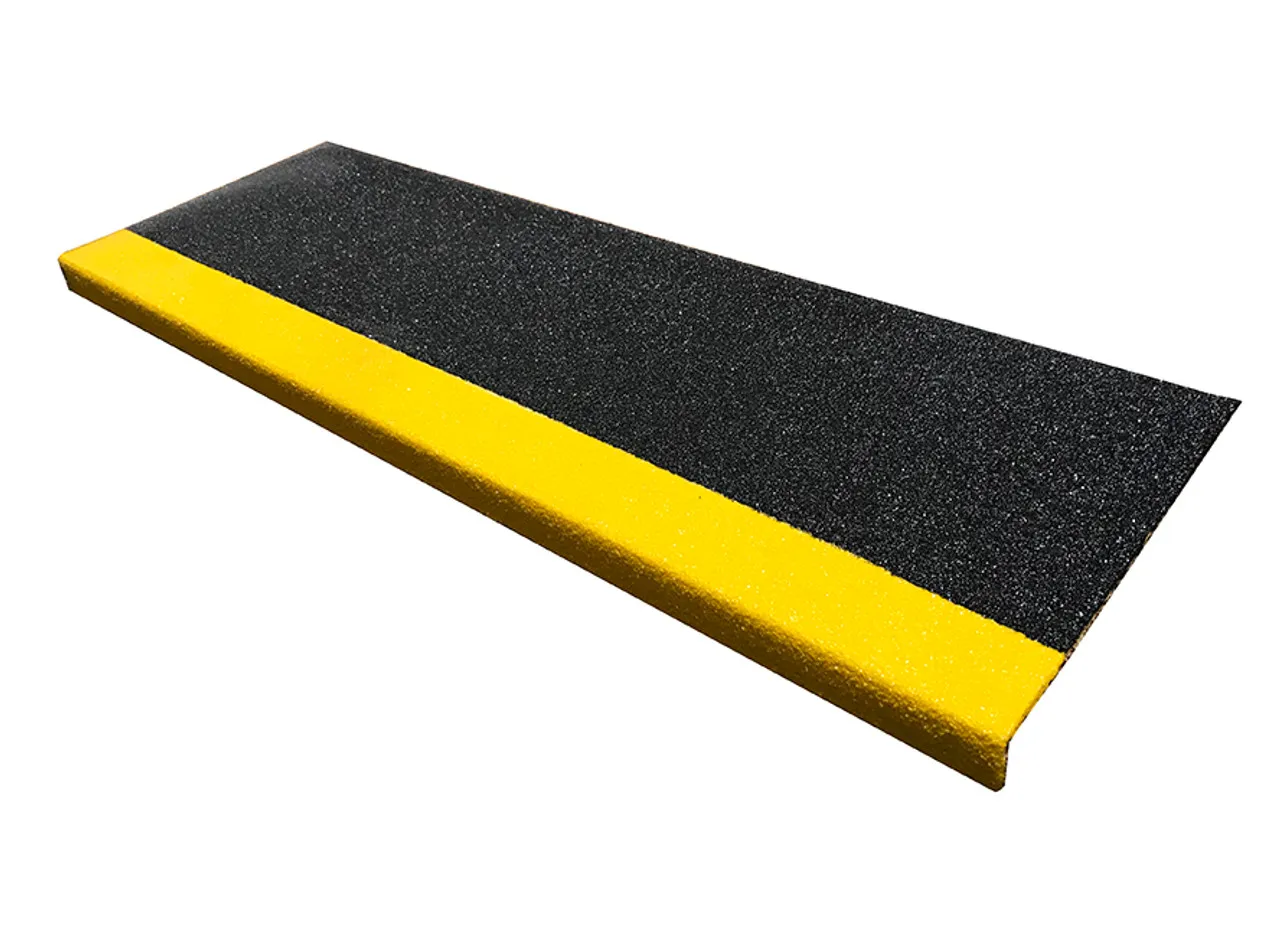 Fiberglass stair treads black with yellow nose