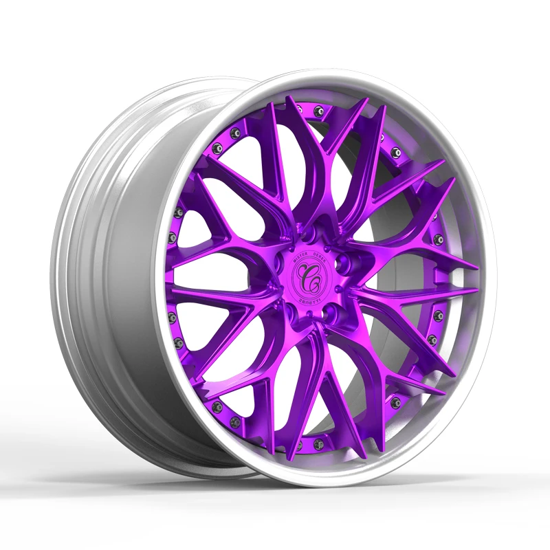 OEM china 5 hole 16 17 18 19 20 21 22  inch white silver light weight 2 piece forged alloy racing passenger car hub wheels rims