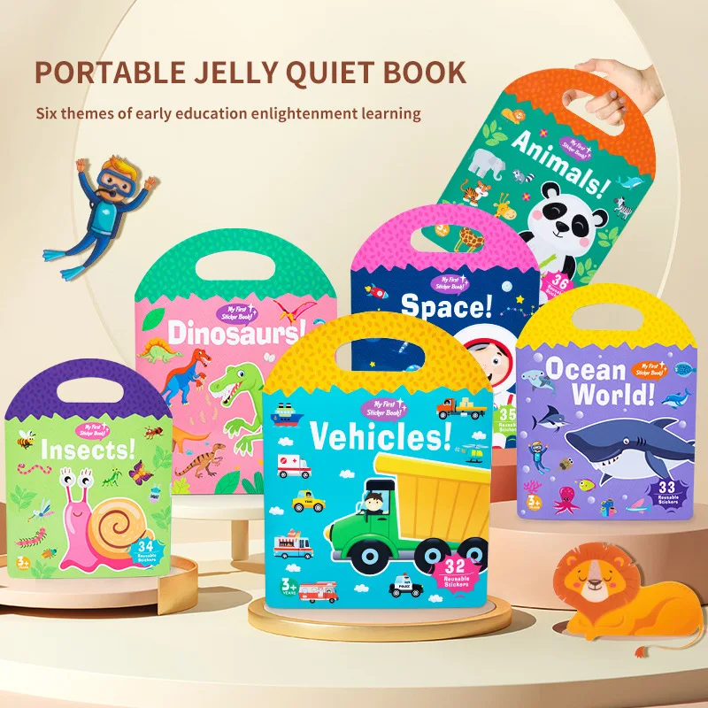 Early childhood education portable jelly sticker book Kindergarten enlightenment cognitive paste book flat puzzle