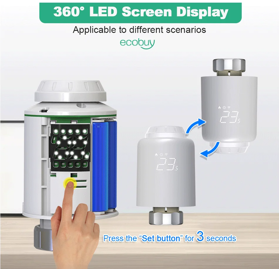 Ultra-low Power  LED  Screen TRV Bluetooth Smart Tuya  Thermostatic Radiator Valve