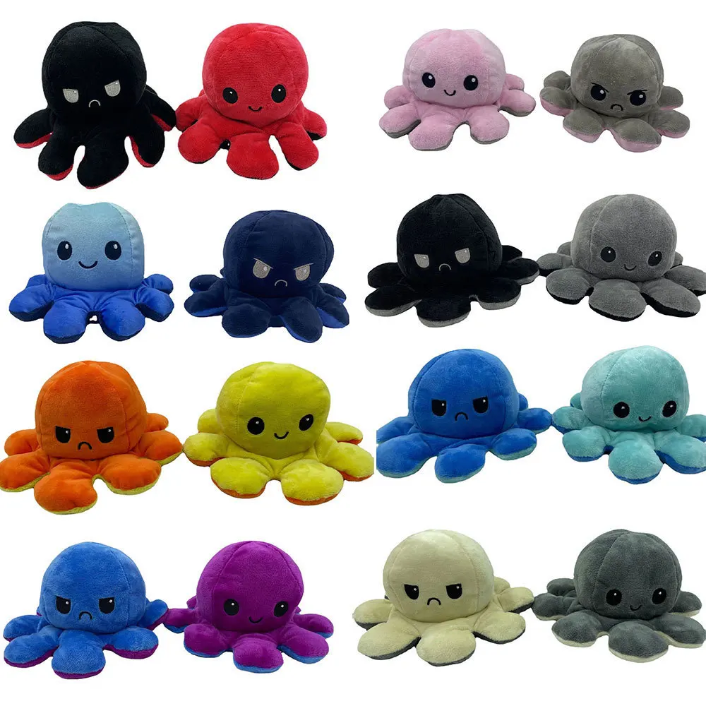Custom Soft Animal Flip Plush Toy Stuffed Animals Toys Cute Plush Cartoon Doll Octopus Flip Reversible Octopus Plush Bed Pillows