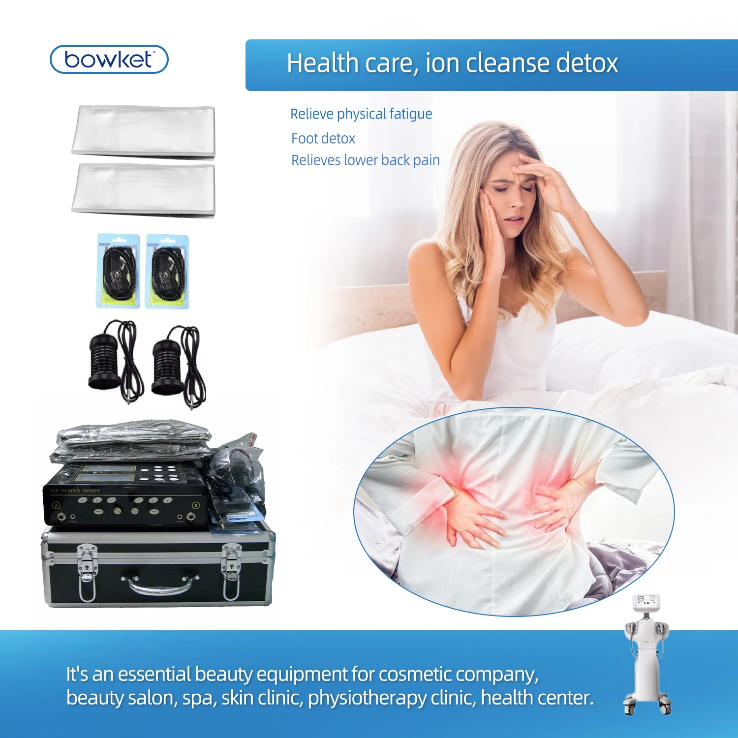 BOWKET Premium Ionic Detox Foot Spa Machine with Infrared Belt for Full Body Cleansing, Home Use, and Massage Therapy