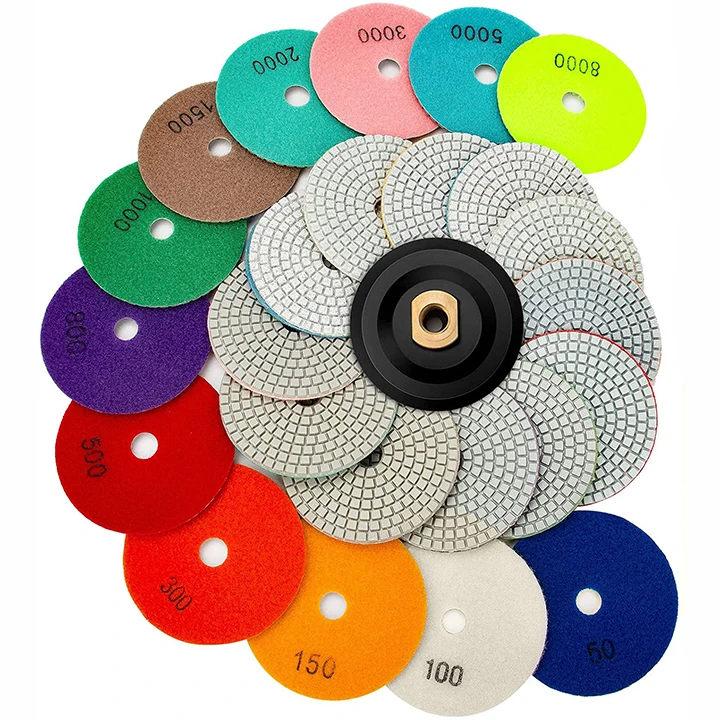 2024 Hot Selling 4 Inch 3 Step Wet/Dry Use Diamond Polishing Pads for Concrete/Marble/Granite/Stone