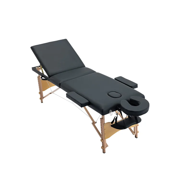 Professional Massage Table Portable Reinforced Wooden Leg Height Adjustable 3 Folding Lightweight Spa Salon Tattoo Massage Bed