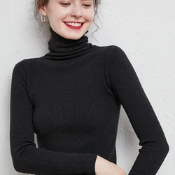 Топ Мода Custom женское платье с длинным рукавом с высоким, плотно облегающим шею воротником для женщин с высоким воротом, женские, для девочек, вязаный пуловер, свитер