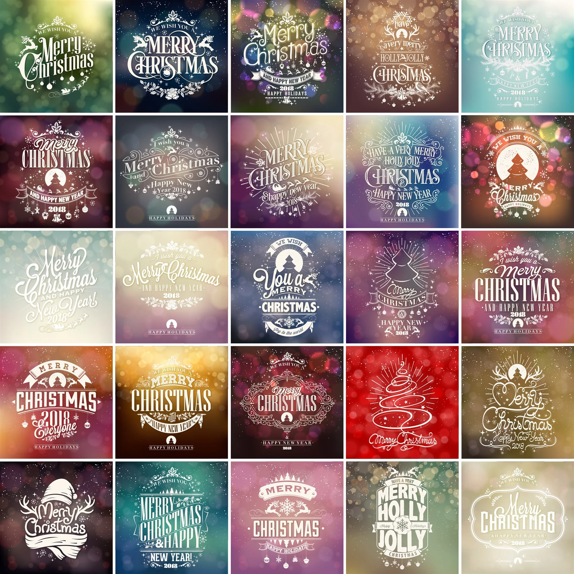 Design Assets Awesome Christmas and New Year retro typography Vector file