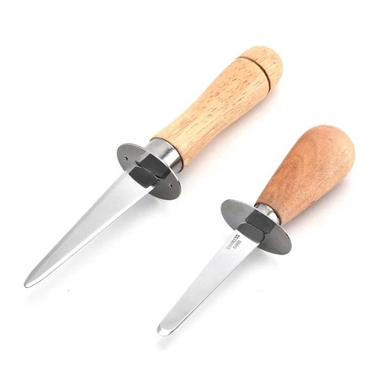 Oyster Clam Shucking Knife Opener With Wooden Handle For Seafood Kitchen Tools