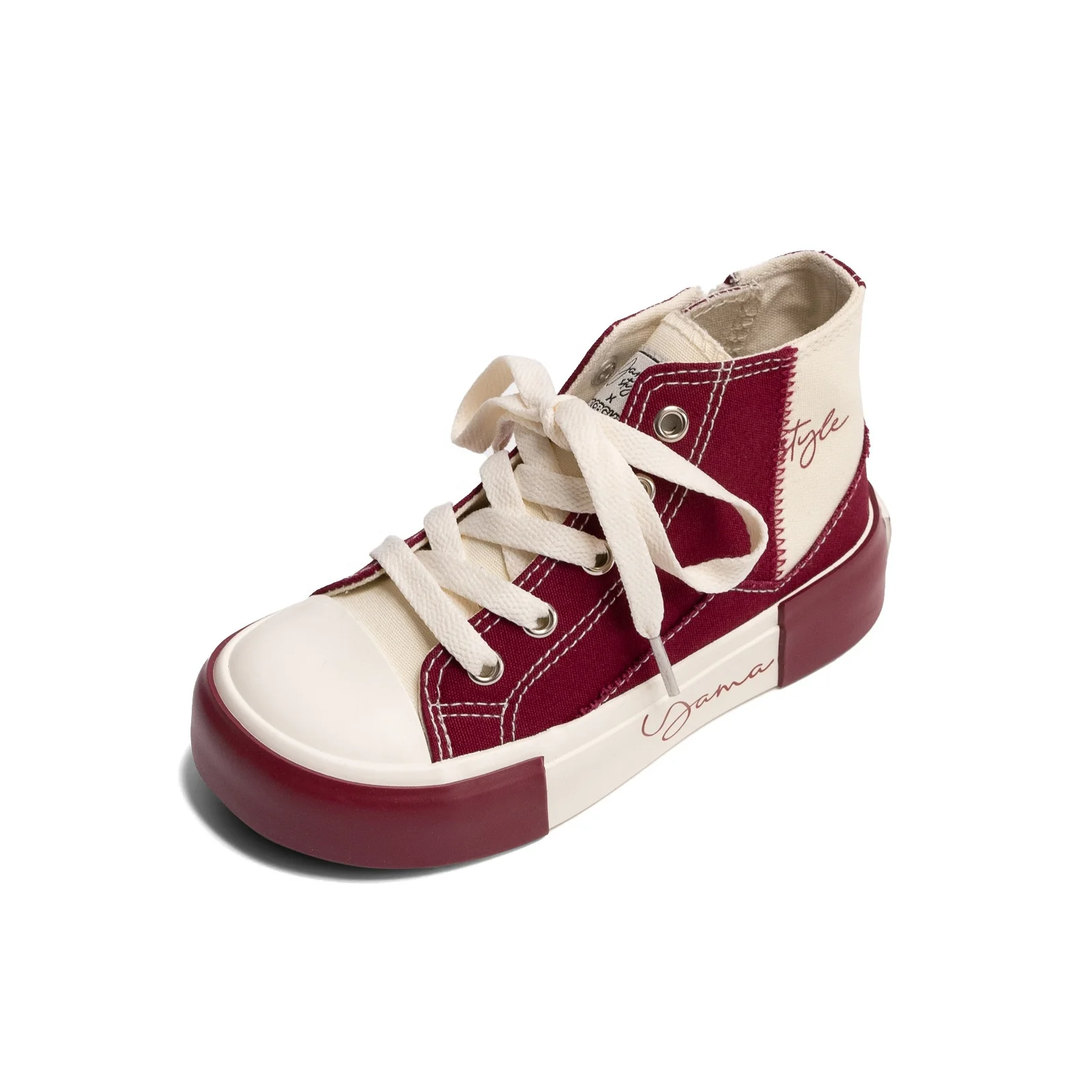 Children Canvas Shoes New Spring and Autumn High-Top with Side Zipper for Boys and Girls