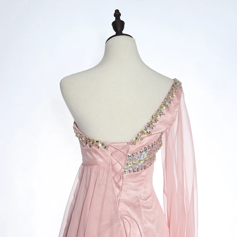 Wholesale custom banquet one shoulder short skirt prom dress pink
