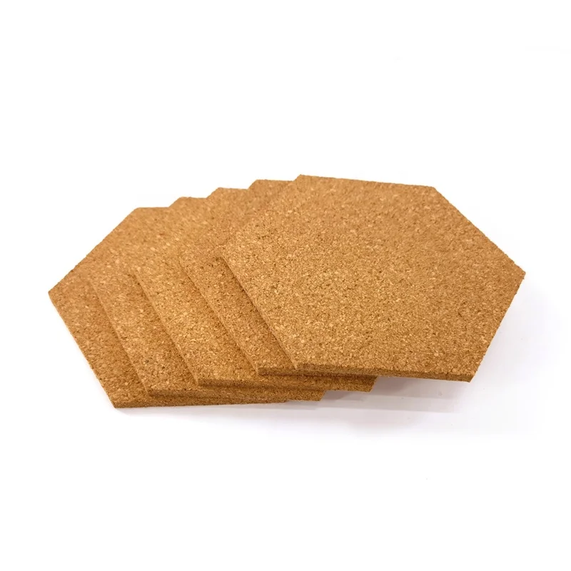 custom 10 pack Full Sticky Back Self-Adhesive Hexagon Cork Board for decoration Bulletin Message Cork Sheet Tiles Board