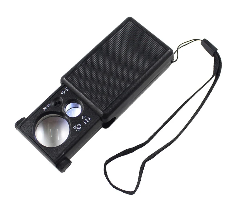 Factory New 30X 60X Jewelry Magnifier Jeweller Magnifying Eye Glass LED Light Lens Loupe