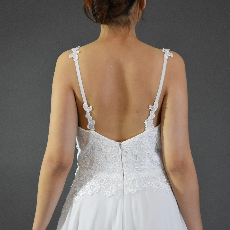 Elegant Lace Flower Evening Dress Suspender Ball Bridesmaid Dress Embroidery Sexy Straight Silhouette Floor-Length Natural Back