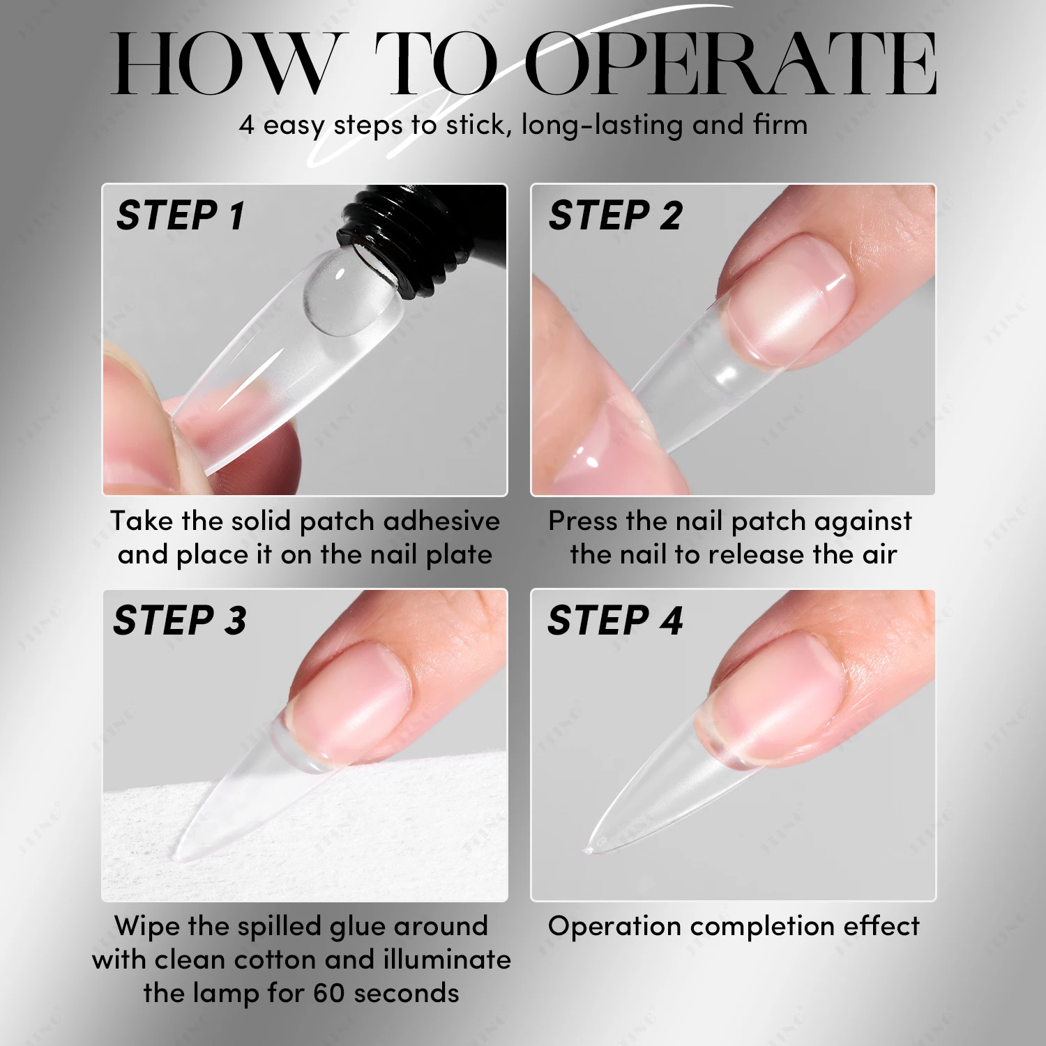 JTING Hot popular Durable Tube Solid glue gel 30ML Clear nail tips glue gel nail polish for Nail press on OEM private label