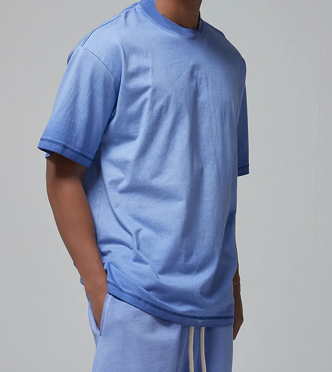 Man and woman High Quality Summer Acid Wash Heavy weight Cotton T Shirt Dtg Customize logo 2 pieces Sets T Shirts And Shorts,