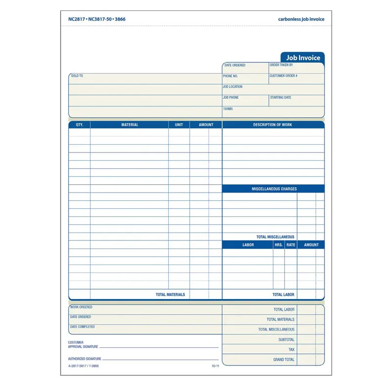 Customized Triplicate Form CNR Paper Cash Receipt Book Contractor