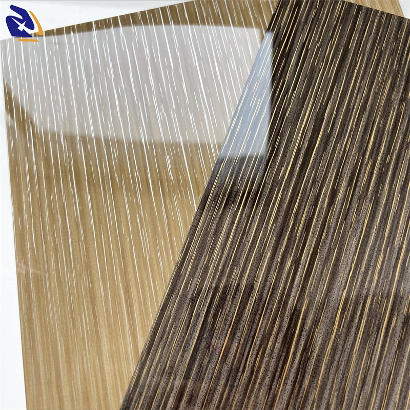 Metallic Wood Grain Design PETG Decorative Film  for Wall High Glossy PET Decor Sheet 4H Hardness for Cabinet Wardrabe