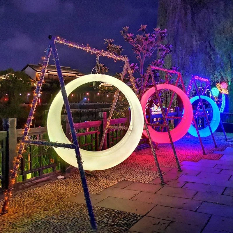New Design Outdoor Waterproof Holiday PE LED Motif Swing Lights for Christmas Garden Shopping Malls Homestays Park